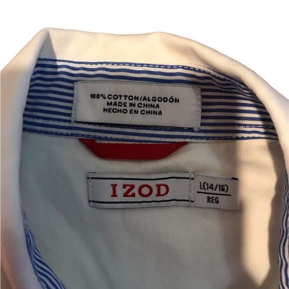 IZOD BOYS SIZE LARGE (14/16) WHITE DRESS SHIRT! - Picture 3 of 5